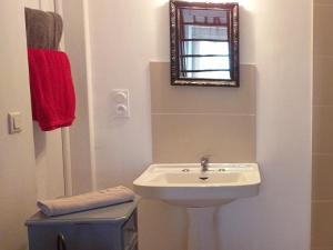 uma casa de banho com um lavatório e um espelho em Studio Bellevue 3 rue du bourg a Montastruc 47380 entrée indépendante em Montastruc