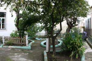 un jardín con árboles e inflables en un patio en Mana Guest House, en Lisboa