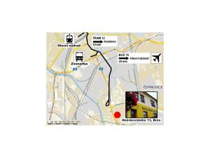 a map showing the location of a campus at BED & BREAKFAST hostel Brno in Brno