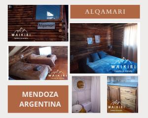 uma colagem de quatro fotografias de um quarto com uma cama em WAIKIRI em Potrerillos