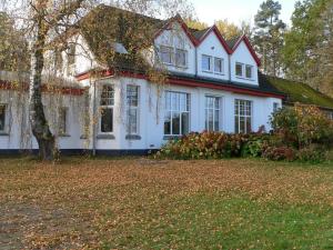 a white house with a tree in the yard at Ferienhaus Ostseeblick in Kühlungsborn in Kühlungsborn