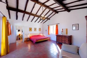 a bedroom with a bed and a couch at Villa Caterina Quiete e Mare-Goelba in SantʼAndrea