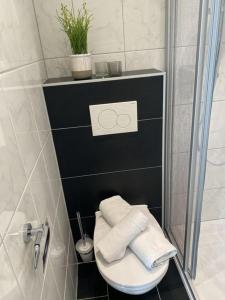 bagno con servizi igienici e asciugamani di Bei die Gstrein's a See Altre 8 foto