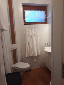 łazienka z toaletą, umywalką i oknem w obiekcie Ferienappartment in St Oswald - Bad Kleinkirchheim Nähe der Skipiste w mieście Obertschern