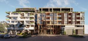 a rendering of a building with a parking lot at The Marker Apartments Melbourne in Melbourne