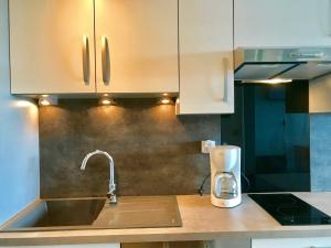 a kitchen with a sink and a coffee maker on a counter at Studio Villard-de-Lans, 1 pièce, 4 personnes - FR-1-515-53 in Villard-de-Lans