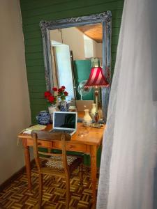 伍斯特的住宿－In De Vines - Chenin - Farmstay，一张桌子,上面有一台带镜子的电脑