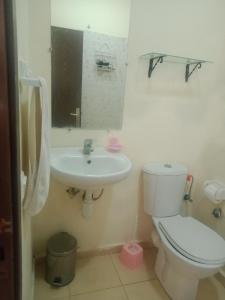 La salle de bains est pourvue de toilettes et d'un lavabo. dans l'établissement Les jardaine d'ifrane, à Ifrane