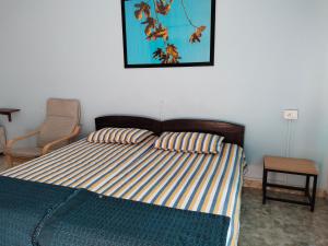 ein Schlafzimmer mit einem Bett und einem Bild an der Wand in der Unterkunft Rosetta Guesthouse in Anjuna