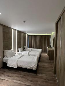una habitación de hotel con 2 camas en una habitación en Mass Boutique hotel, en Áqaba