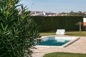 uma pequena piscina num quintal com um arbusto em Paradise Place na Nazaré