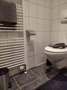 y baño con aseo y ducha. en Gemütliches Ferienapartment mit optionaler E-Ladesäule, en Eichenzell