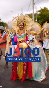 kobieta ubrana w kostium na paradzie w obiekcie Maison Petit Paradis w mieście Basse-Terre