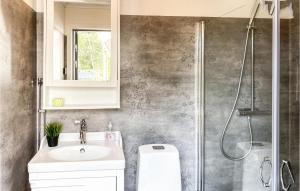 ein Bad mit einem Waschbecken und einer Dusche in der Unterkunft Amazing Home In Bottnaryd With Wifi in Bottnaryd