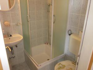 a bathroom with a shower and a toilet and a sink at Apartments and rooms with WiFi Hvar - 20114 in Hvar