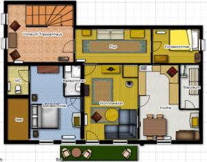 The floor plan of Ferienwohnung Bluntaumühle