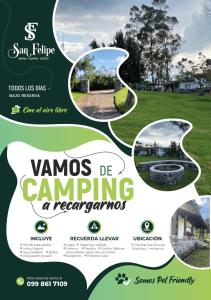 Un folleto para un programa de paisajismo con cuatro fotos de un patio en Quinta San Felipe en Atuntaqui