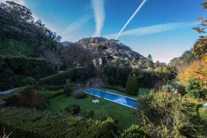 an aerial view of a garden with a swimming pool at Hotel Sintra Jardim in Sintra