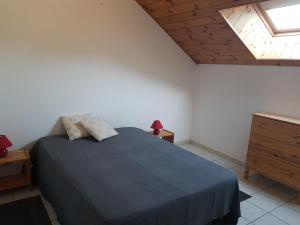 - une chambre avec un lit et une lucarne dans l'établissement APPARTEMENT ANCELLE, à Ancelle