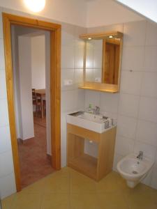 a bathroom with a sink and a toilet at Skalský Mlýn in Lísek