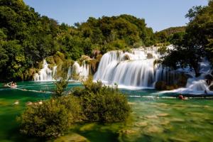 a waterfall in the middle of a river at Rooms in Vodice with balcony, air conditioning, WiFi 4826-1 in Vodice +16 photos