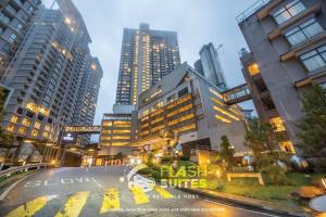 a city skyline with tall buildings and a street at Premium Suites D'lement At Genting Highlands in Genting Highlands