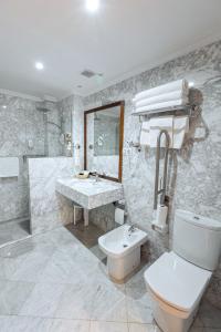 bagno con servizi igienici e lavandino di Gran Hotel del Sella a Ribadesella