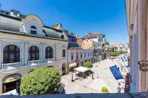 an overhead view of a street in a city at House Of History , Rooms in the Main Street Plovdiv in Plovdiv