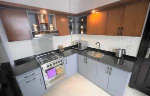 a small kitchen with a stove and a sink at The View 23 - B2 in Sharm El Sheikh