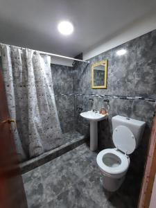 uma casa de banho com um WC e um lavatório em El Balcon em Ushuaia