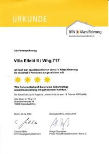 Ein Zertifikat, Auszeichnung, Logo oder anderes Dokument, das in der Unterkunft Villa Elfeld 2 Whg. 717 ausgestellt ist