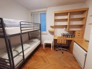 Habitación compartida con literas y escritorio. en Apartment Tržaška with free parking, en Liubliana