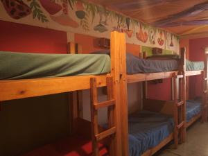 un paio di letti a castello in una camera di Hostel "La Casita Naranja" a El Bolsón