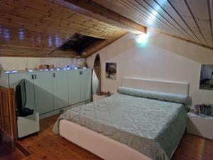 a bedroom with a bed and a tv in it at Lo sciuro in Busto Arsizio