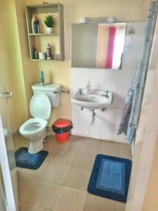 łazienka z toaletą i umywalką w obiekcie GCurtway Homes Nyayo 3 bedroom w mieście Nairobi