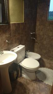 La salle de bains est pourvue de toilettes et d'un lavabo. dans l'établissement Maria, à Villa Gesell