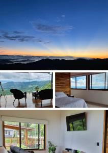 dwa zdjęcia sypialni z widokiem na góry w obiekcie Cabaña Soluma 