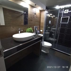 ピリアポリスにあるVilla Anita Piriapolisの洗面台とトイレ付きのバスルーム