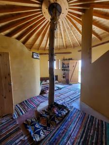 ein Zimmer mit einem Baum in der Mitte eines Zimmers in der Unterkunft Hidden place in Siwa