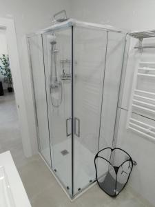 ducha con mampara de cristal en una habitación en vivienda fines turisticos, en Málaga