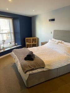um quarto com uma cama com um cobertor e uma janela em The Thisle em Bristol