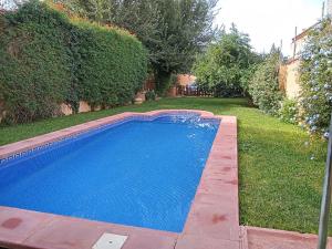 a large swimming pool in a yard with a yard at Casa Rural Orégano in Carmona