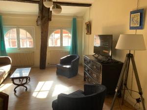 Televízia a/alebo spoločenská miestnosť v ubytovaní Toulouse centre: T2 bis dans immeuble historique