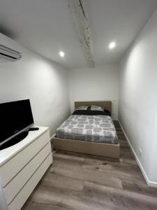 une chambre avec un lit et une télévision à écran plat dans l'établissement Cœur de grasse, à Grasse