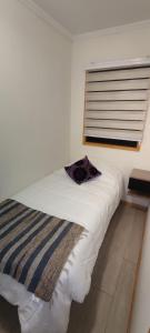 Un pat sau paturi într-o cameră la APART HOTEL EN BULNES