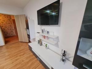 TV a/nebo společenská místnost v ubytování Malebný Rodinný Dům v Přírodě, Sauna, BBQ