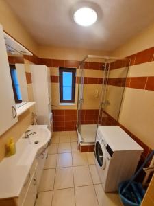 Koupelna v ubytování Malebný Rodinný Dům v Přírodě, Sauna, BBQ