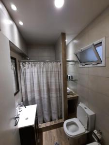uma casa de banho com um WC, um lavatório e um chuveiro em Departamento Mendoza em Mendoza