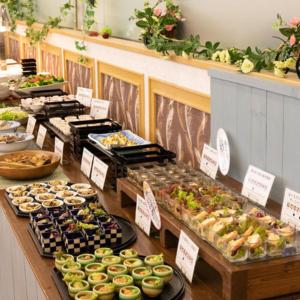 a buffet filled with lots of different types of food at Kyukamura Oku-Daisen in Daisen +48 photos