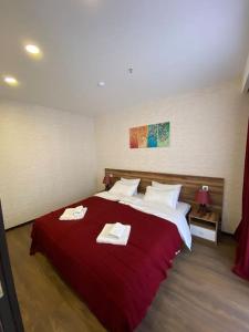 Postel nebo postele na pokoji v ubytování Hotel Qumli Apartment with mountain views